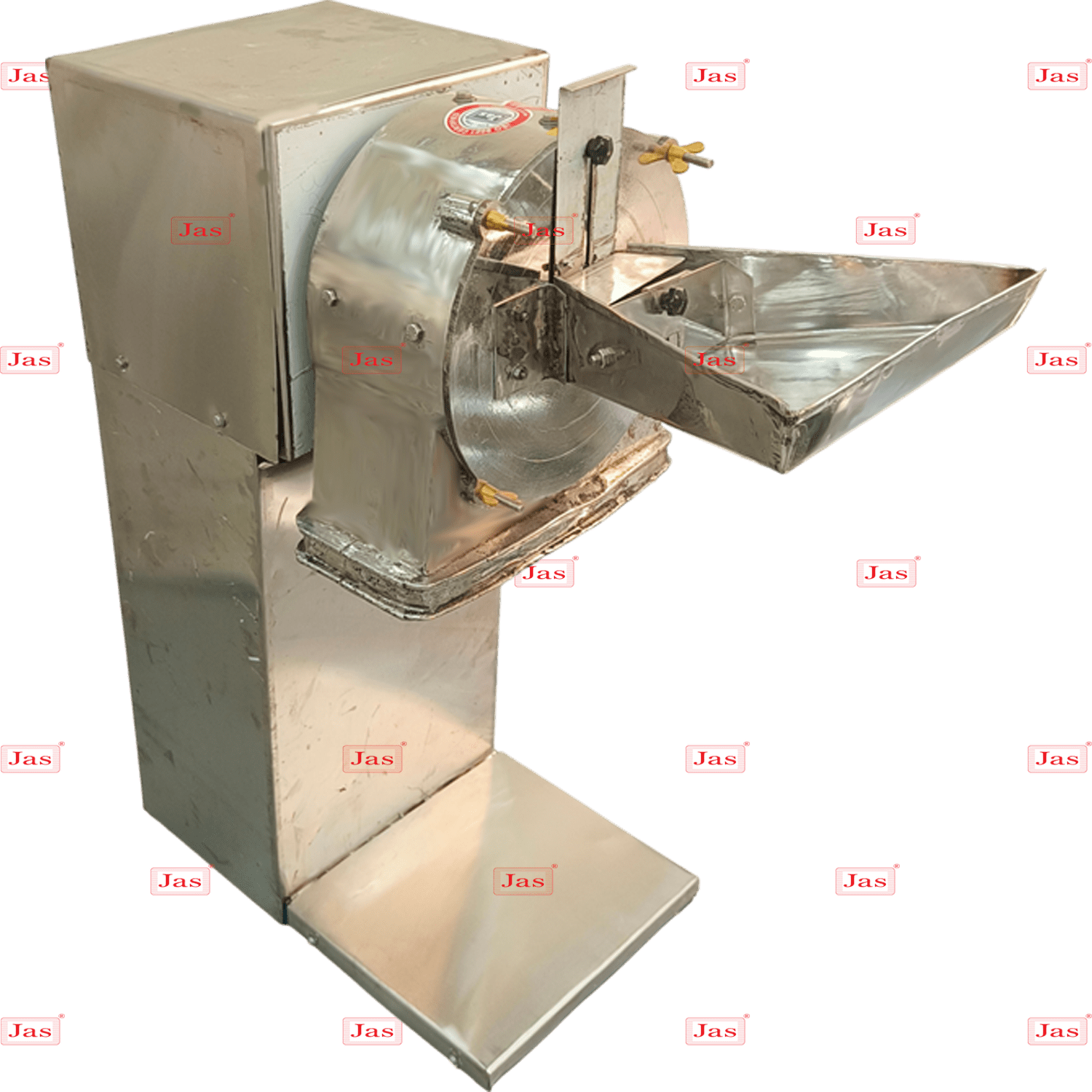 Pulverizer machine 1 Stainless steel commercial pulverizer machine for bulk dehydrated vegetable and Fruits grinding, with feeding tray and adjustable settings.